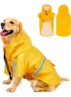Impermeable Para Perros Con Capucha Con Rayas Reflectantes