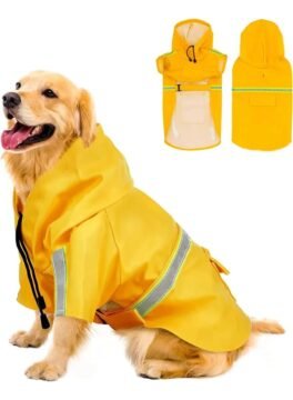 Impermeable Para Perros Con Capucha Con Rayas Reflectantes
