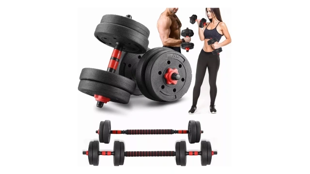 Juego de Mancuernas Lawuto, Barra Recta Ejercicio Kit Ajustables 15kg Color Negro