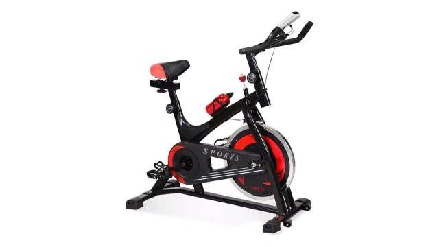 Bicicleta Spinning Fija Centurfit 6kg Hogar Fitness Cardio Color Negro/Rojo