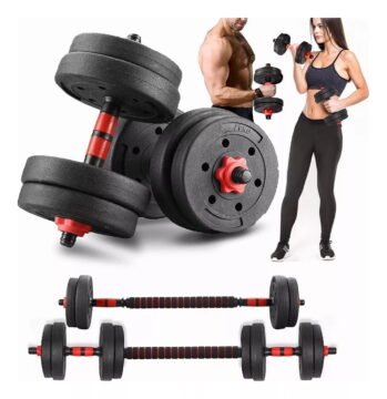 Juego de mancuernas Lawuto barra recta ejercicio kit ajustables 15 kg color negro